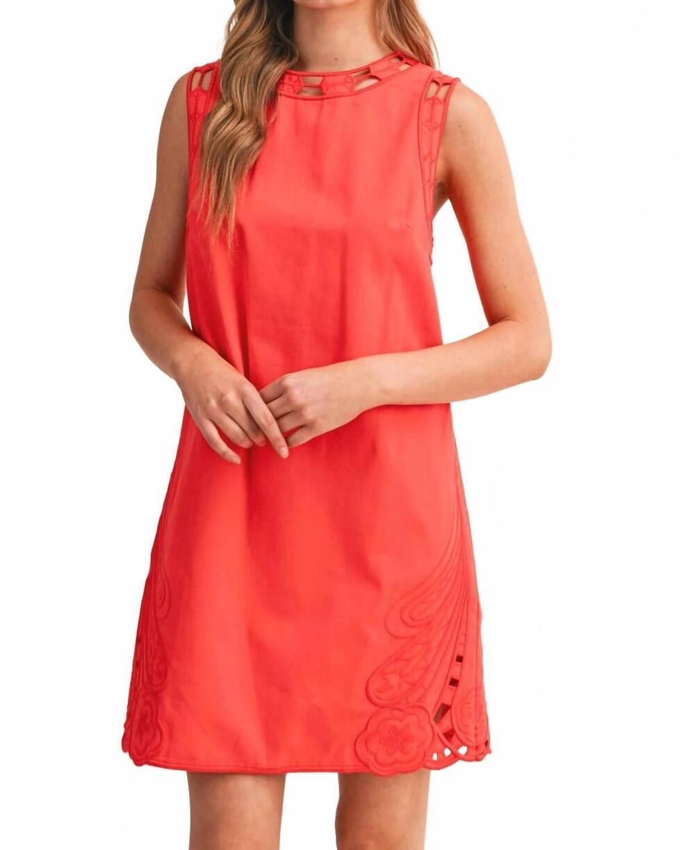 NEW &MERCI embroidered shift mini dress in red